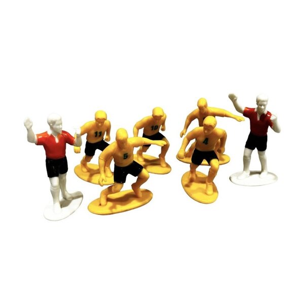 Lot of 7 Soccer Action Figures Cake Cupcake Toppers 2003 Kaskey Kids Yellow Gold - Picture 1 of 6